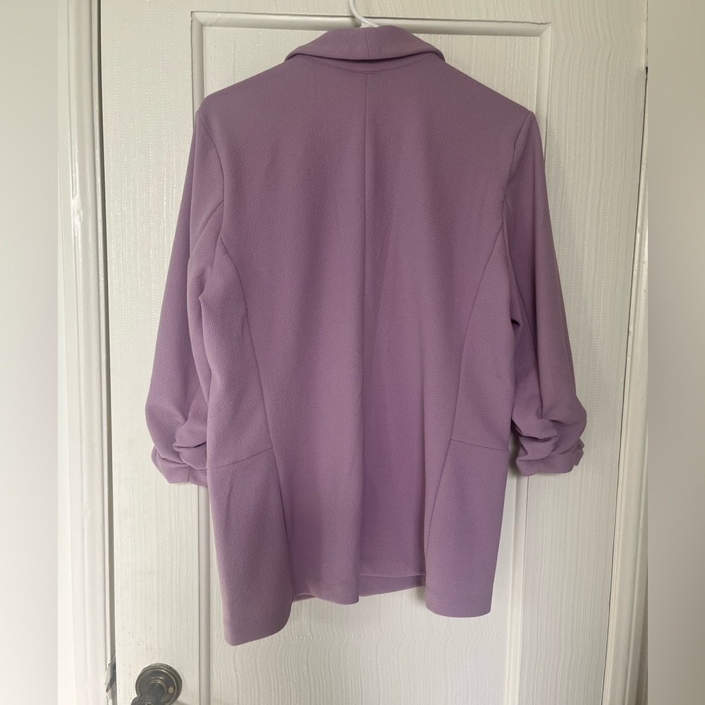 Bar III petite lightweight knit 3/4 sleeve lavender women’s “boyfriend” blazer - Picture 4 of 6